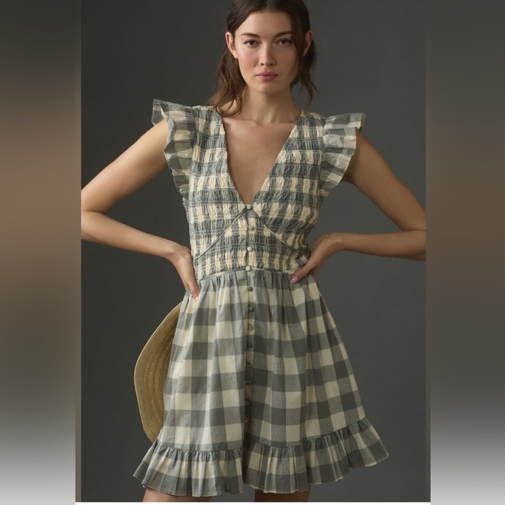 NWT Anthropologie Peregrine Gingham Dress